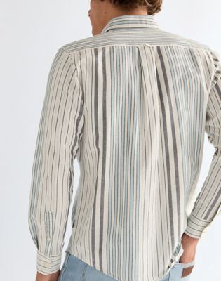 Regular Oxford Shirt in White Blue