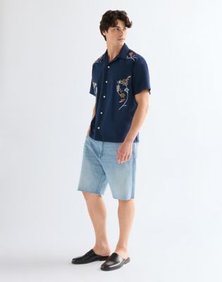 Relaxed W Resort Shirt in Navy Floral