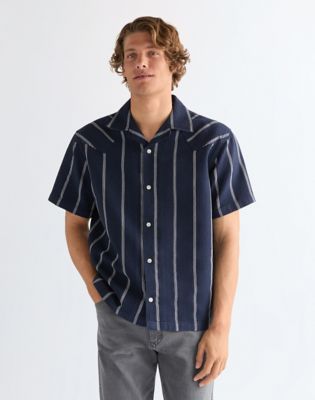 Wrangler Relaxed Szorty Sleeve W Resort Shirt granatowy biały