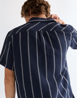 Relaxed W Resort Shirt in Navy White