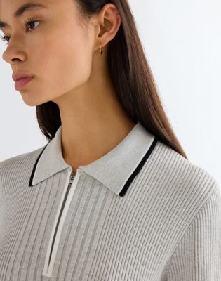 Wrangler obcisłe Quarter Zip Polo szary Heather