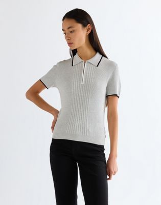 Wrangler obcisłe Quarter Zip Polo szary Heather