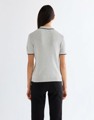 Slim Quarter Zip Polo in Grey Heather