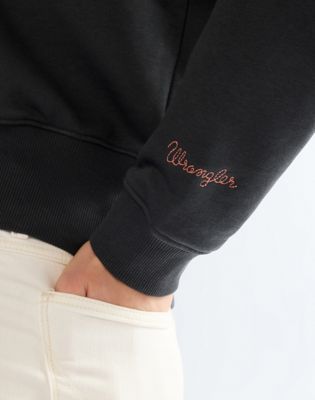 Relaxed Embroidered Sweat in Faded Black