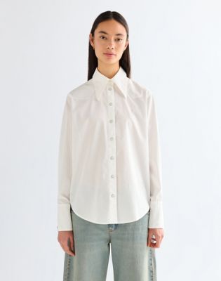 Wrangler Regular Drama Collar Shirt biały znoszony