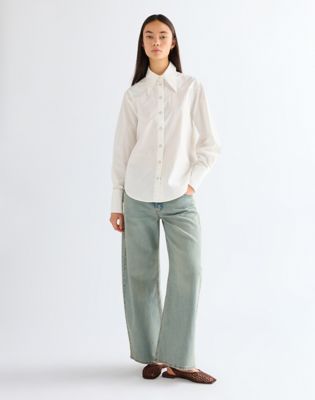Regular Drama Collar Shirt in Worn White