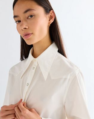 Regular Drama Collar Shirt in Worn White