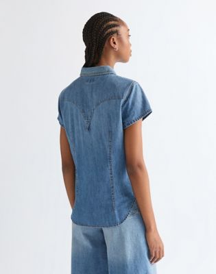 Slim Stylized Lightweight Western Shirt in Hazy Horizon