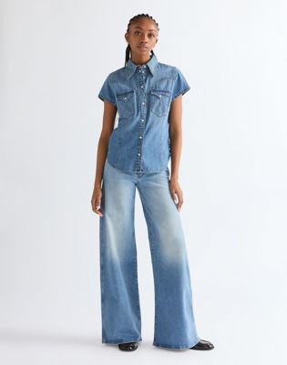 Slim Stylized Lightweight Western Shirt in Hazy Horizon