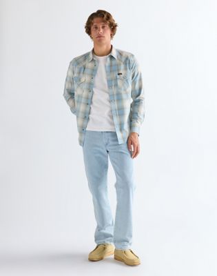 Regular Western Shirt in Blue Tan