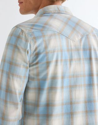 Regular Western Shirt in Blue Tan