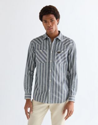 Wrangler Regular Chambray Shirt Dark Stripe
