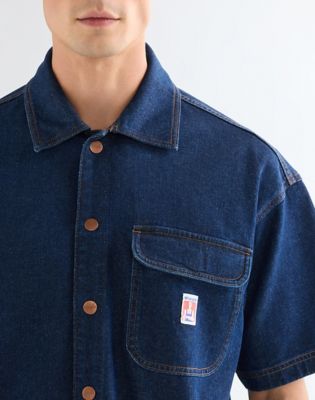 Relaxed Short Sleeve Overshirt in Rinse