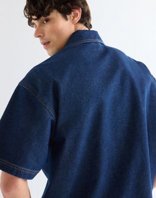 Relaxed Short Sleeve Overshirt in Rinse