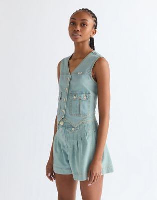 Country Estate Regular Lightweight Vest in Pale Denim