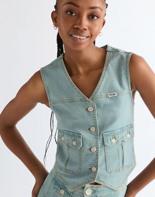 Country Estate Regular Lightweight Vest in Pale Denim
