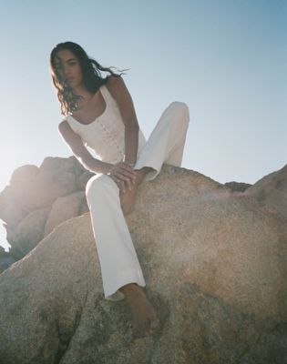 Wrangler obcisłe Pleated Corset Top biały znoszony