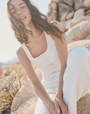 Wrangler obcisłe Pleated Corset Top biały znoszony