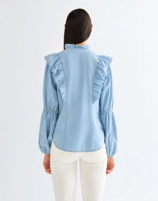 Slim Romance Lightweight Blouse in Manor Blue