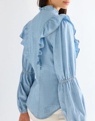 Slim Romance Lightweight Blouse in Manor Blue