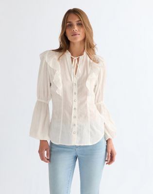 Wrangler obcisłe Romance Bluzka biały znoszony