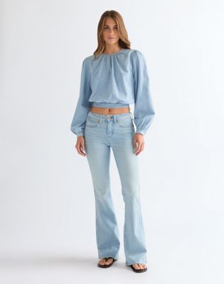 Relaxed Lightweight Drift Knot Blouse in Aurora