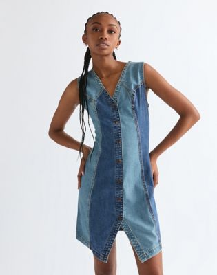 Slim Lightweight Vest Dress in Patchwork