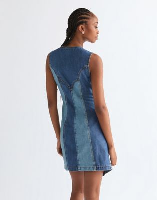 Slim Lightweight Vest Dress in Patchwork