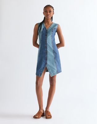 Slim Lightweight Vest Dress in Patchwork