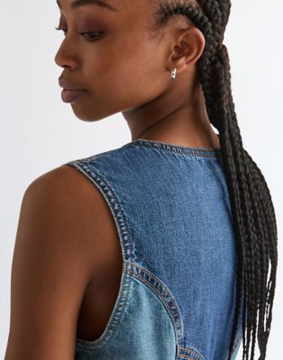 Slim Lightweight Vest Dress in Patchwork