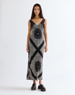 Slim Bias Slip Dress in Faded Black