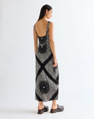 Slim Bias Slip Dress in Faded Black