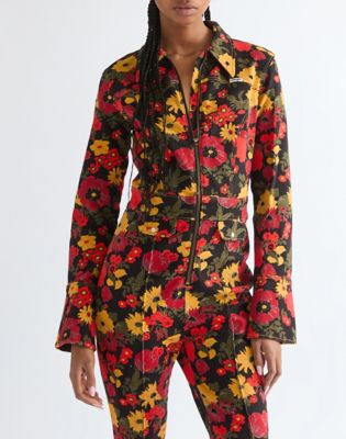 Slim Retro Catsuit in Antique Bloom