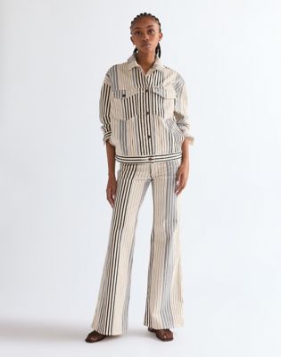 70s Flare Jean in Multi Blue Stripe