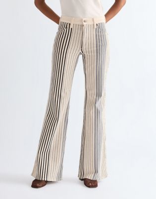 70s Flare Jean in Multi Blue Stripe