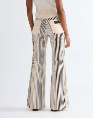 70s Flare Jean in Multi Blue Stripe