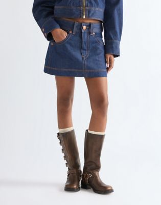 Wrangler MINI SKIRT - Minirok - original rinse/blauw denim/bluedenim