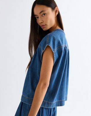 Relaxed Lightweight Drop Shoulder Shirt in Mystic Tide