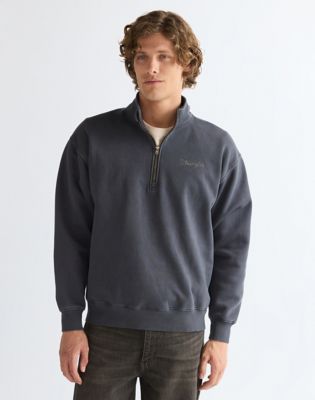 Vintage Half Zip Sweatshirt in Faded Black