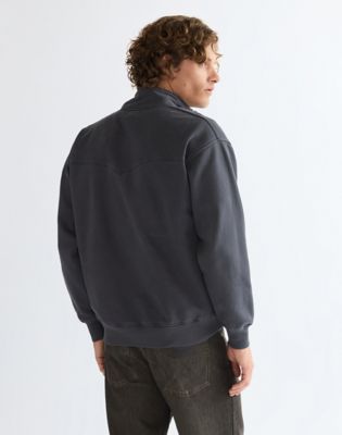 Vintage Half Zip Sweatshirt in Faded Black