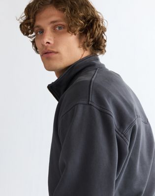 Vintage Half Zip Sweatshirt in Faded Black