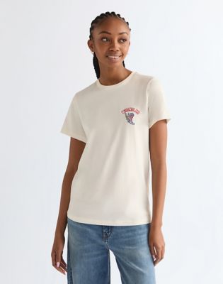 Wrangler obcisłe bez logo Koszulka biały znoszony