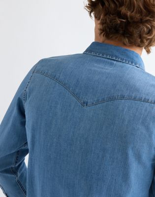 Regular Western Shirt in Mid Light Wash