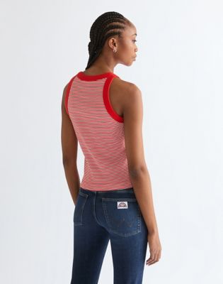 Wrangler obcisłe Ringer Koszulka bez rękawów Flame Scarlet