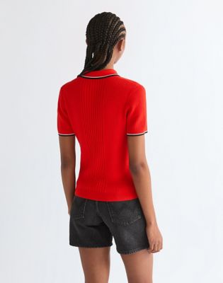 Wrangler obcisłe Quarter Zip Polo Flame Scarlet