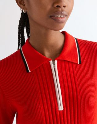 Slim Quarter Zip Polo in Flame Scarlet