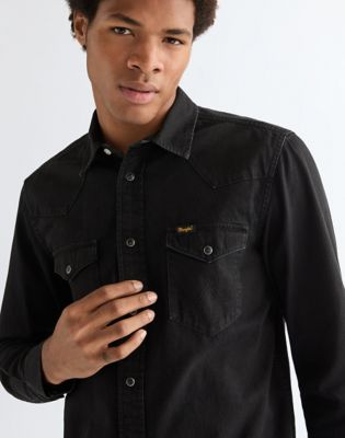 Regular Western Shirt in Rinse Black