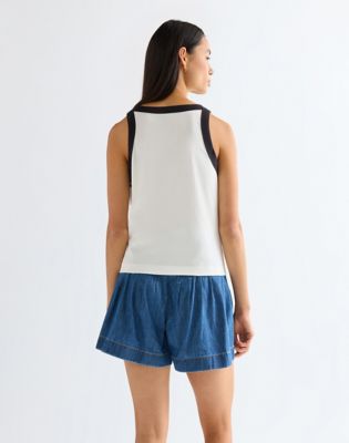 Wrangler obcisłe Ringer Koszulka bez rękawów biały znoszony