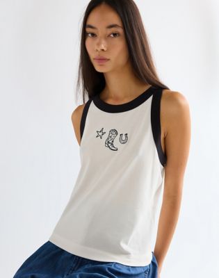 Slim Ringer Tank in Worn White
