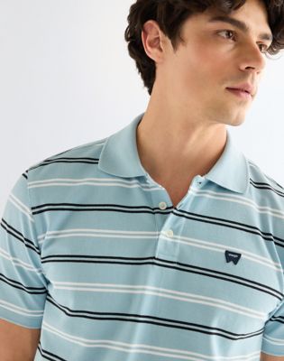 Regular Stripe Polo Shirt in Forget Me Not